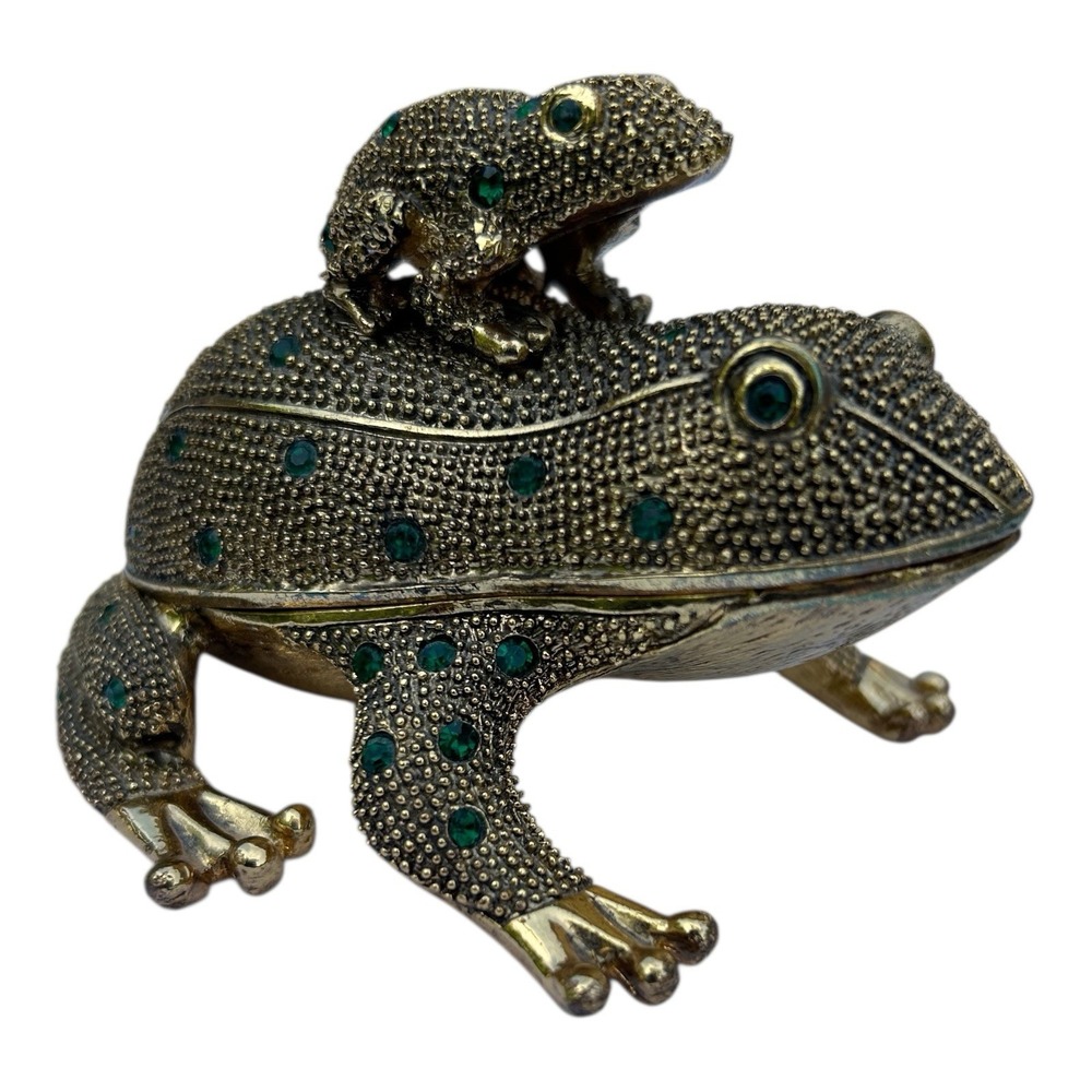 Bombay Co. Brass Green‎ Frog Trinket Box Magnifying Glass Letter Opener Desk Set